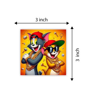 Cartoon Fridge Magnet for Kids  Gift and Decoration  Attractive Cartoon Theme Magnet for Indoor Decoration  Home & Kitchen Decor Stickers (Tom & Jerry 3)